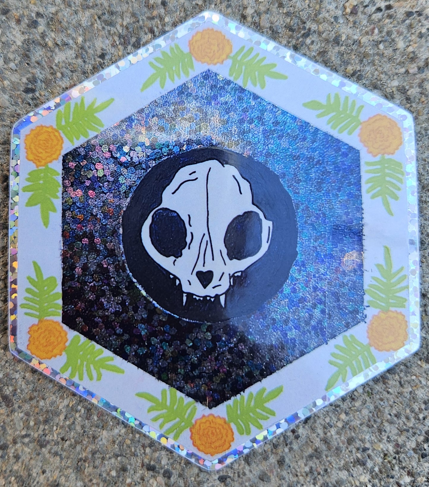 Collaboration with Johnny Simon: Schrodinger's Cat I Holographic Glitter Vinyl Sticker
