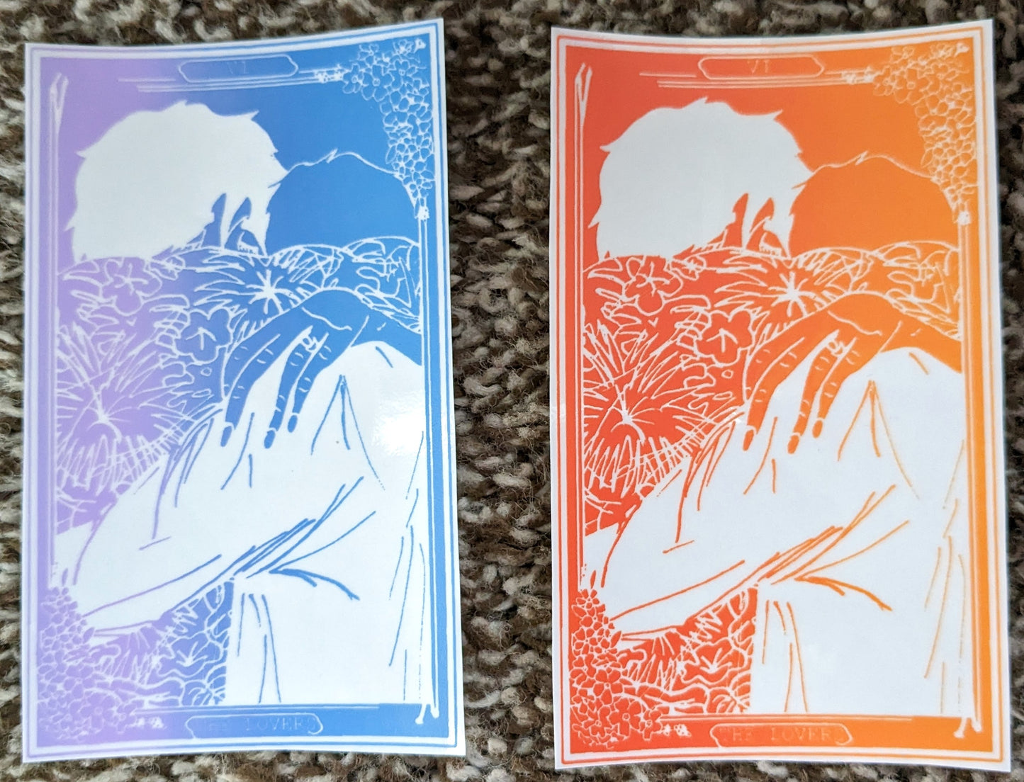 High Desert Tarot: The Lovers Rainbow Rolled Vinyl Sticker