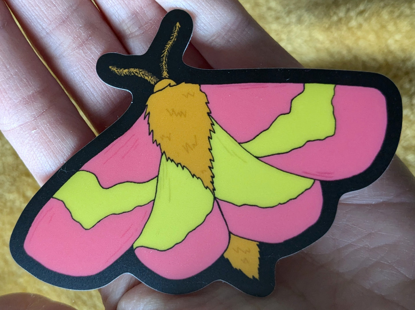 Rosy Maple Moth Glow in the Dark Vinyl Sticker