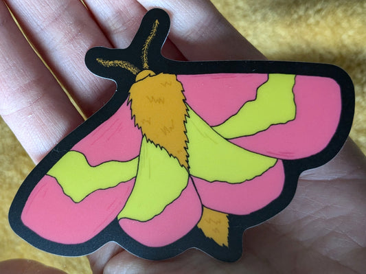 Rosy Maple Moth Glow in the Dark Vinyl Sticker