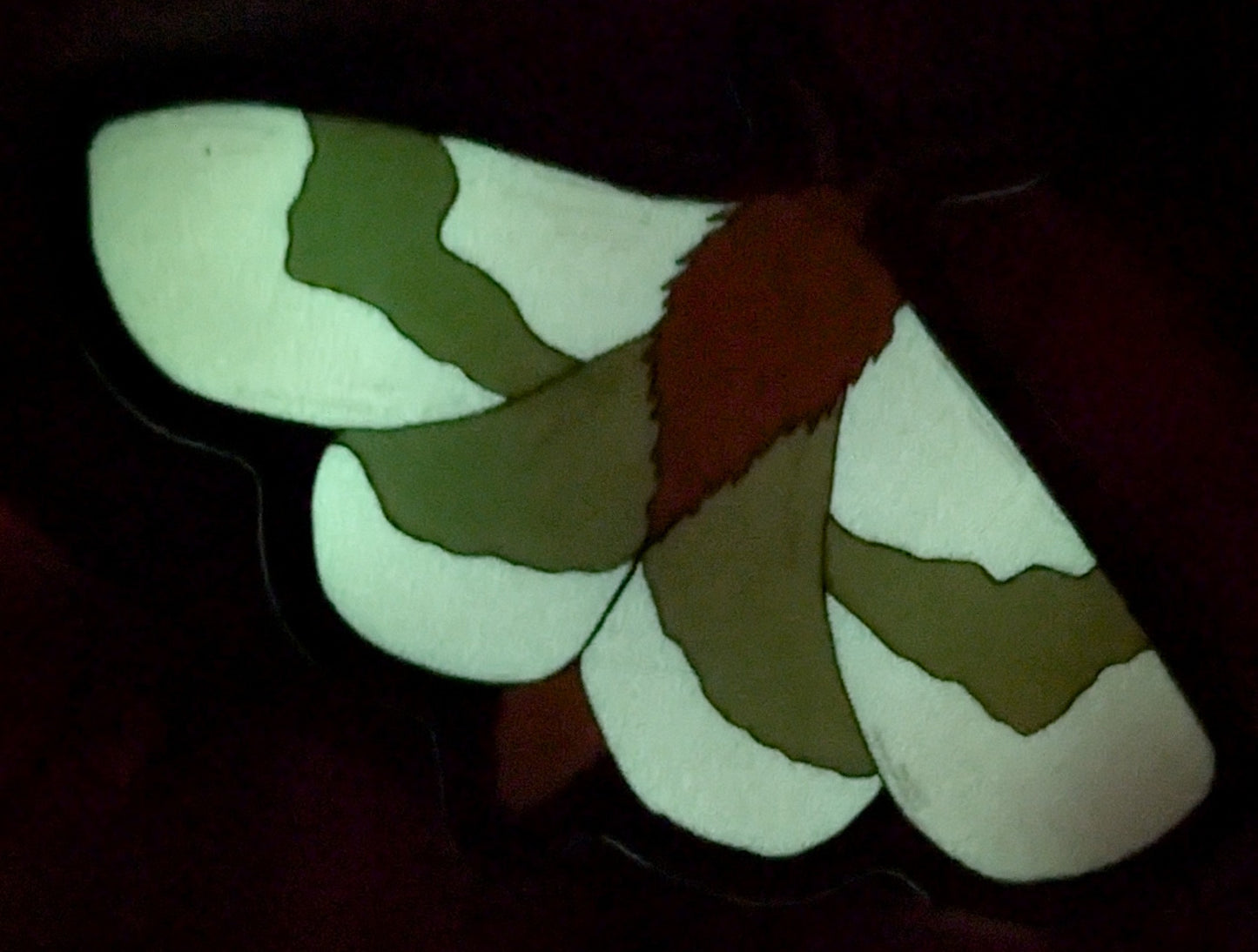 Rosy Maple Moth Glow in the Dark Vinyl Sticker