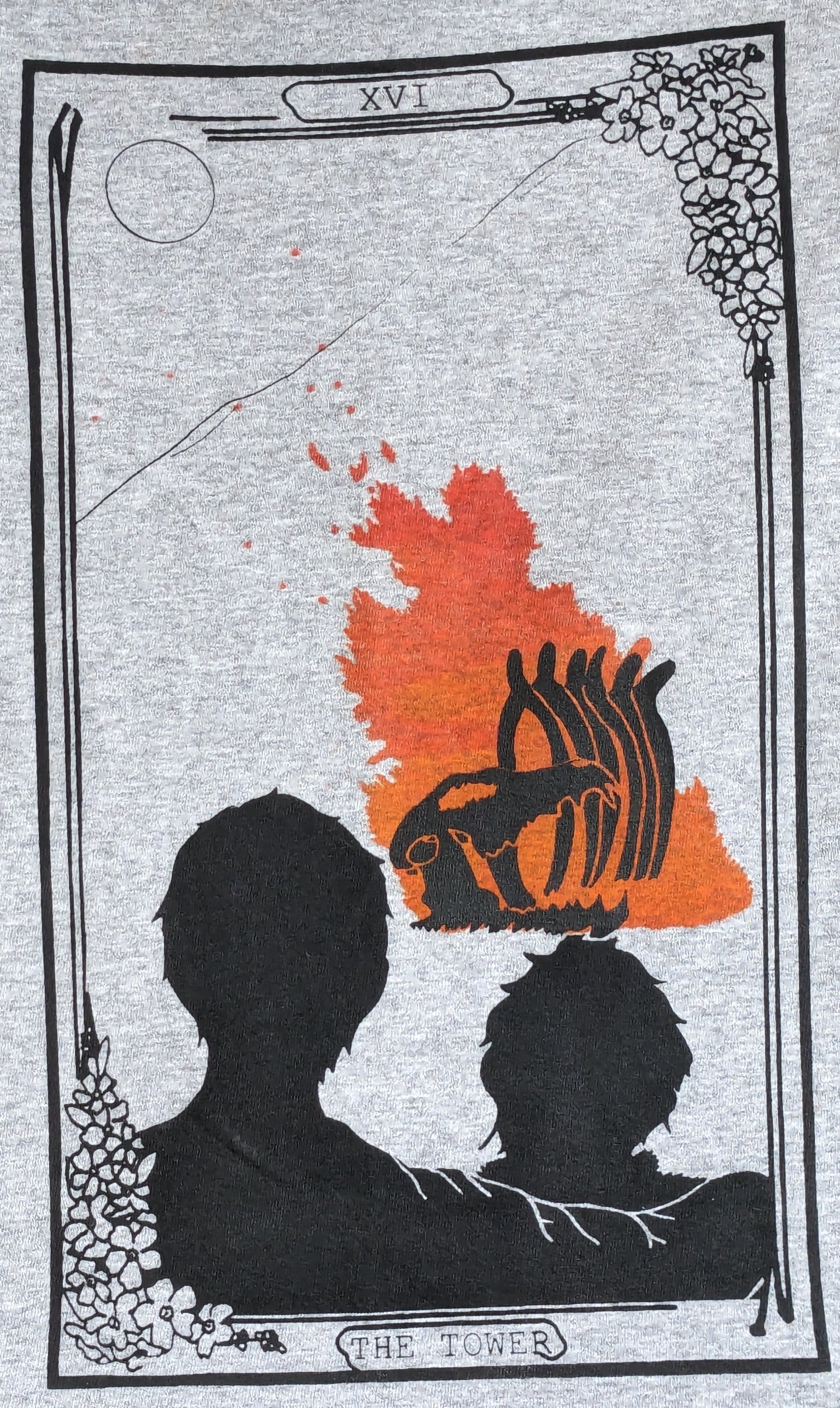 High Desert Tarot: The Tower Rainbow Rolled T-Shirt