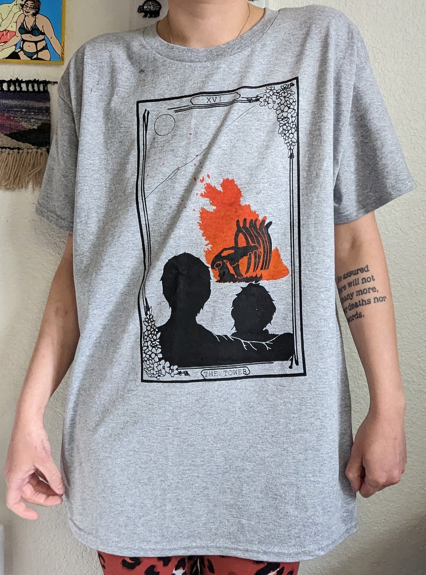 Seconds High Desert Tarot: The Tower Rainbow Rolled T-Shirt