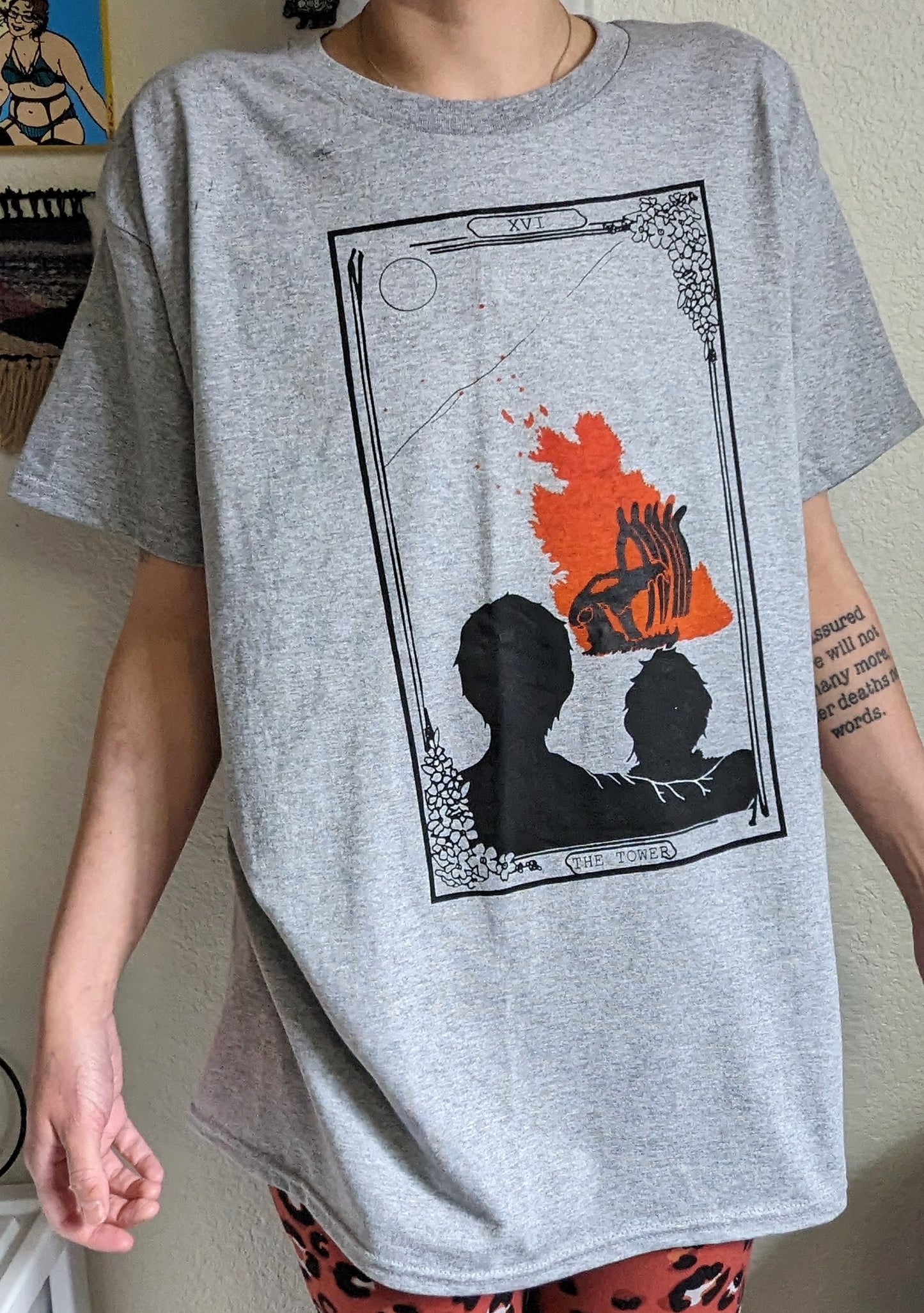 Seconds High Desert Tarot: The Tower Rainbow Rolled T-Shirt