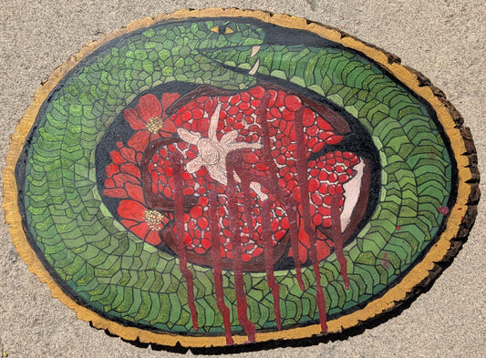 Wheel of Fortune Ouroboros Original Acrylic Painting with Lovetone Accents