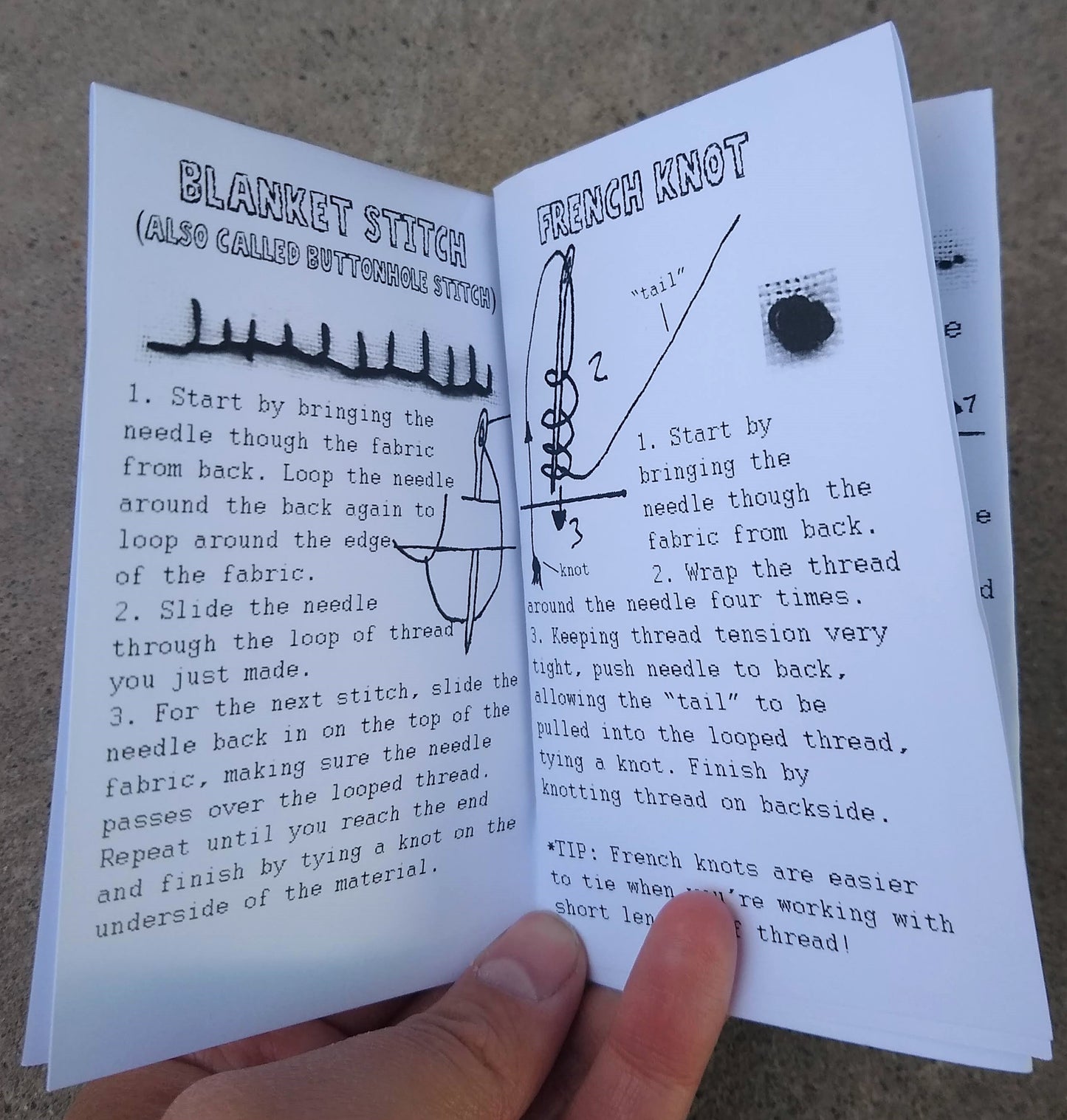 Seven Basic Embroidery Stitches Mini Zine