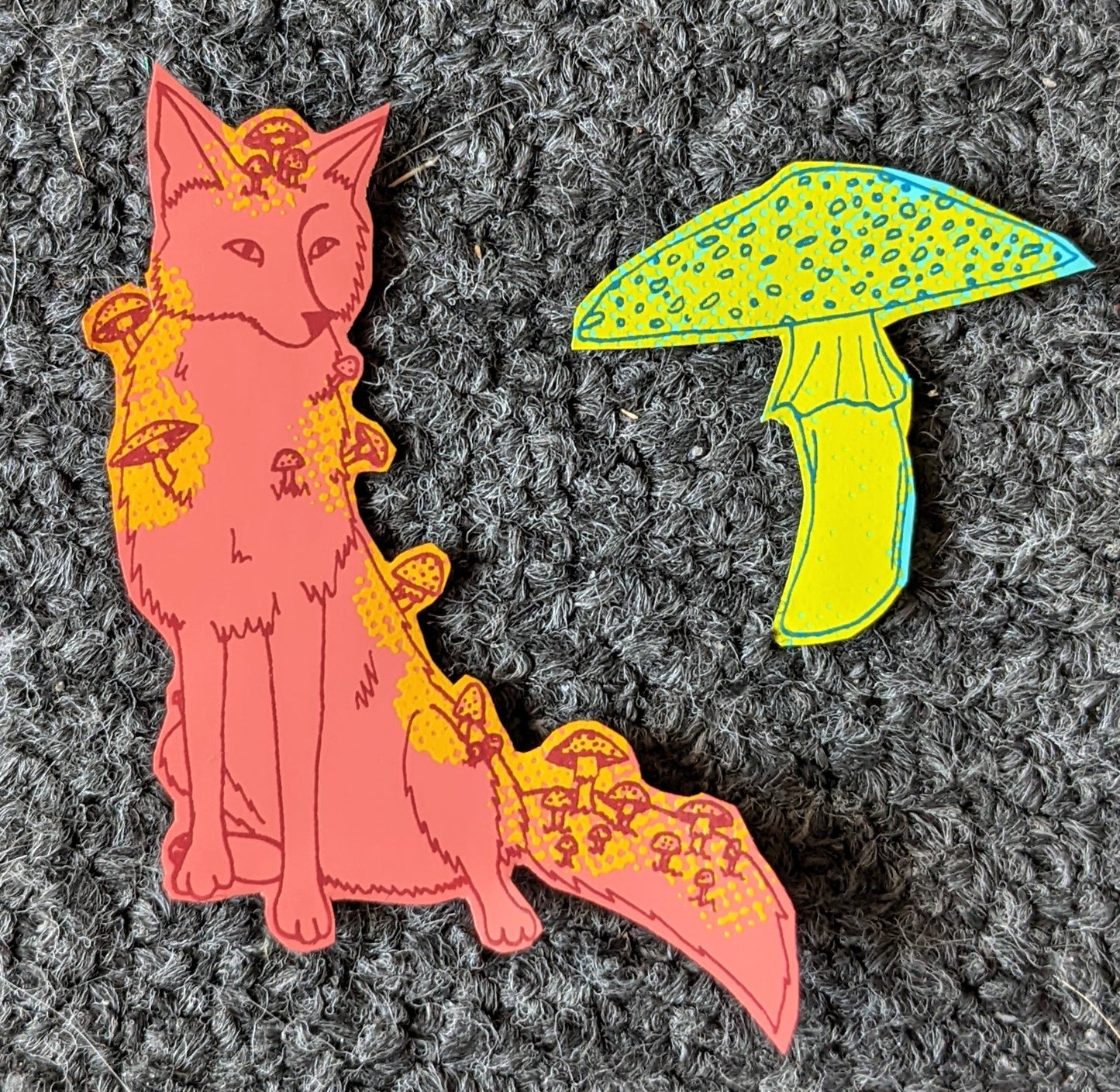 Fly Agaric Coyote Vinyl Sticker Set