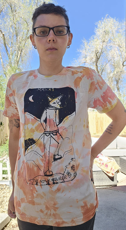 The Adventurer Tarot Inspired Orange Tie-Dye T-Shirt