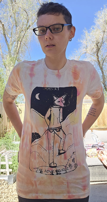 The Adventurer Tarot Inspired Orange Tie-Dye T-Shirt