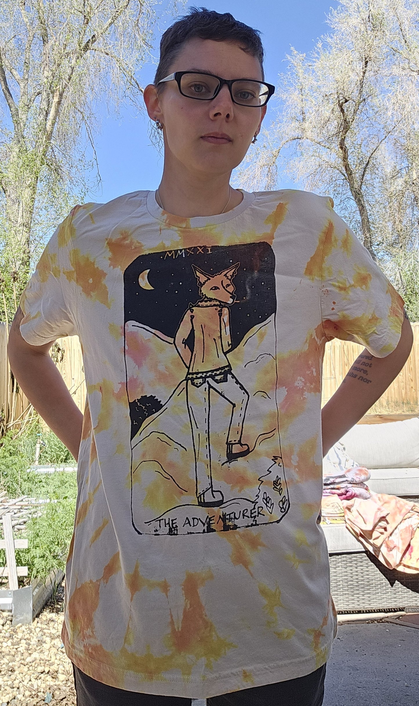 The Adventurer Tarot Inspired Orange Tie-Dye T-Shirt