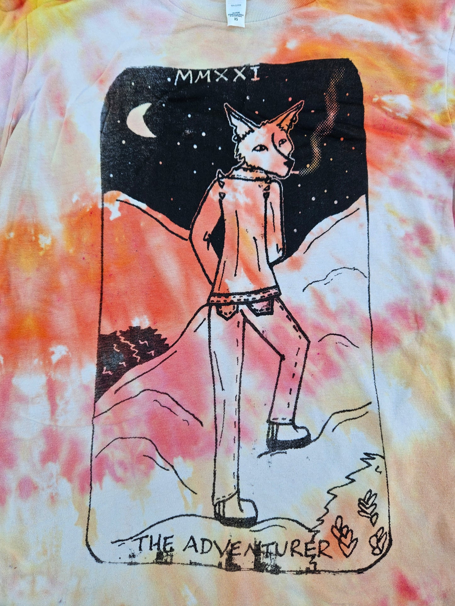 The Adventurer Tarot Inspired Orange Tie-Dye T-Shirt