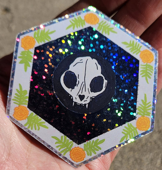 Collaboration with Johnny Simon: Schrodinger's Cat I Holographic Glitter Vinyl Sticker