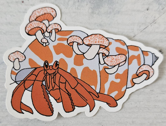 Wrinkled Peach Hermit Crab Vinyl Sticker