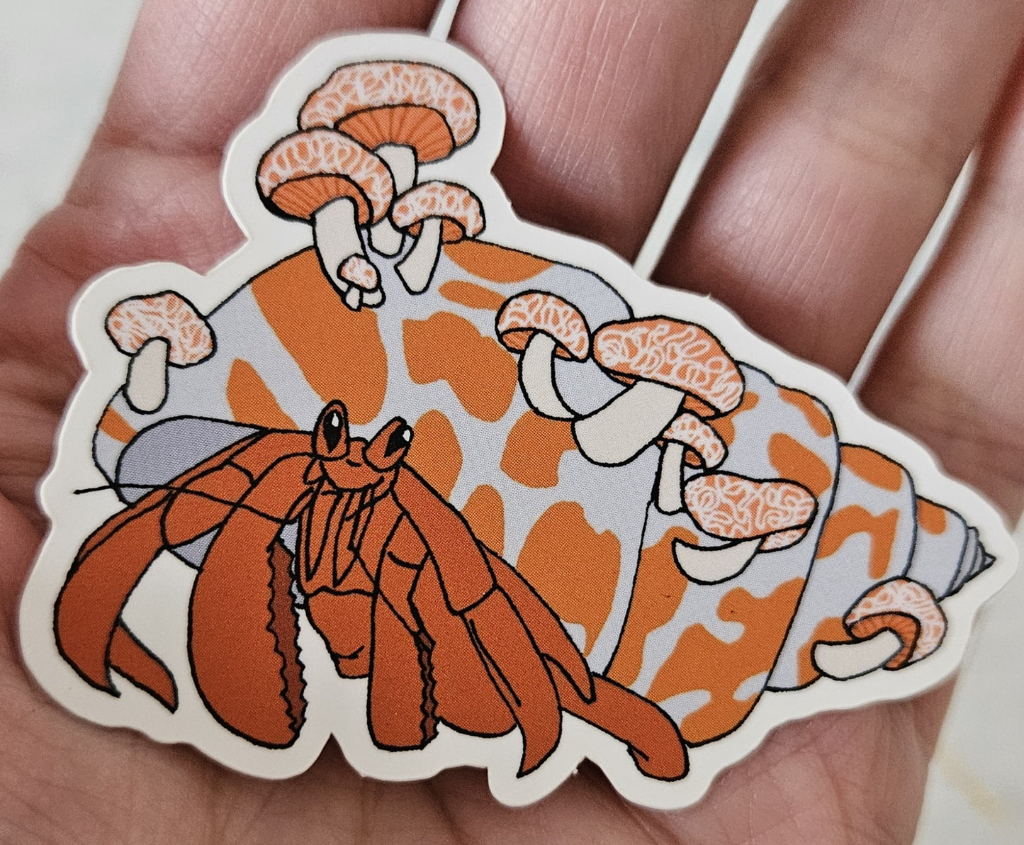 Wrinkled Peach Hermit Crab Vinyl Sticker