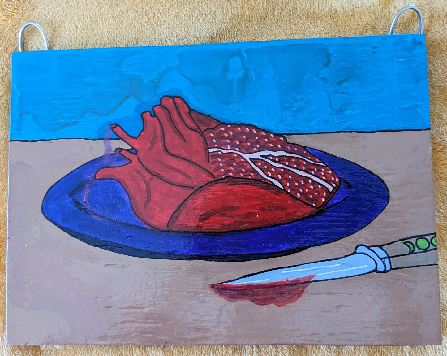Eat Your Heart Out Original Acrylic Painting with Lovetone Accents