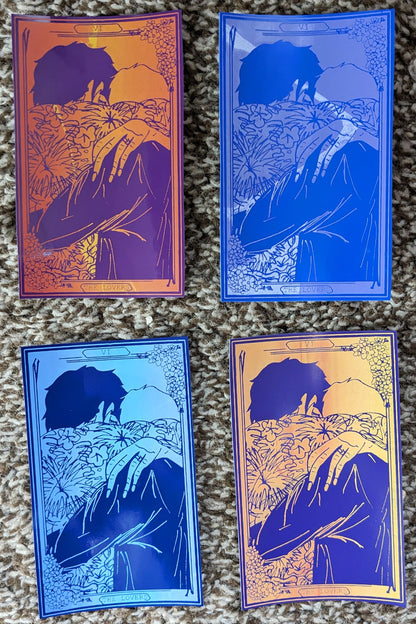 The Lovers Tarot Card Rainbow Rolled Vinyl Sticker