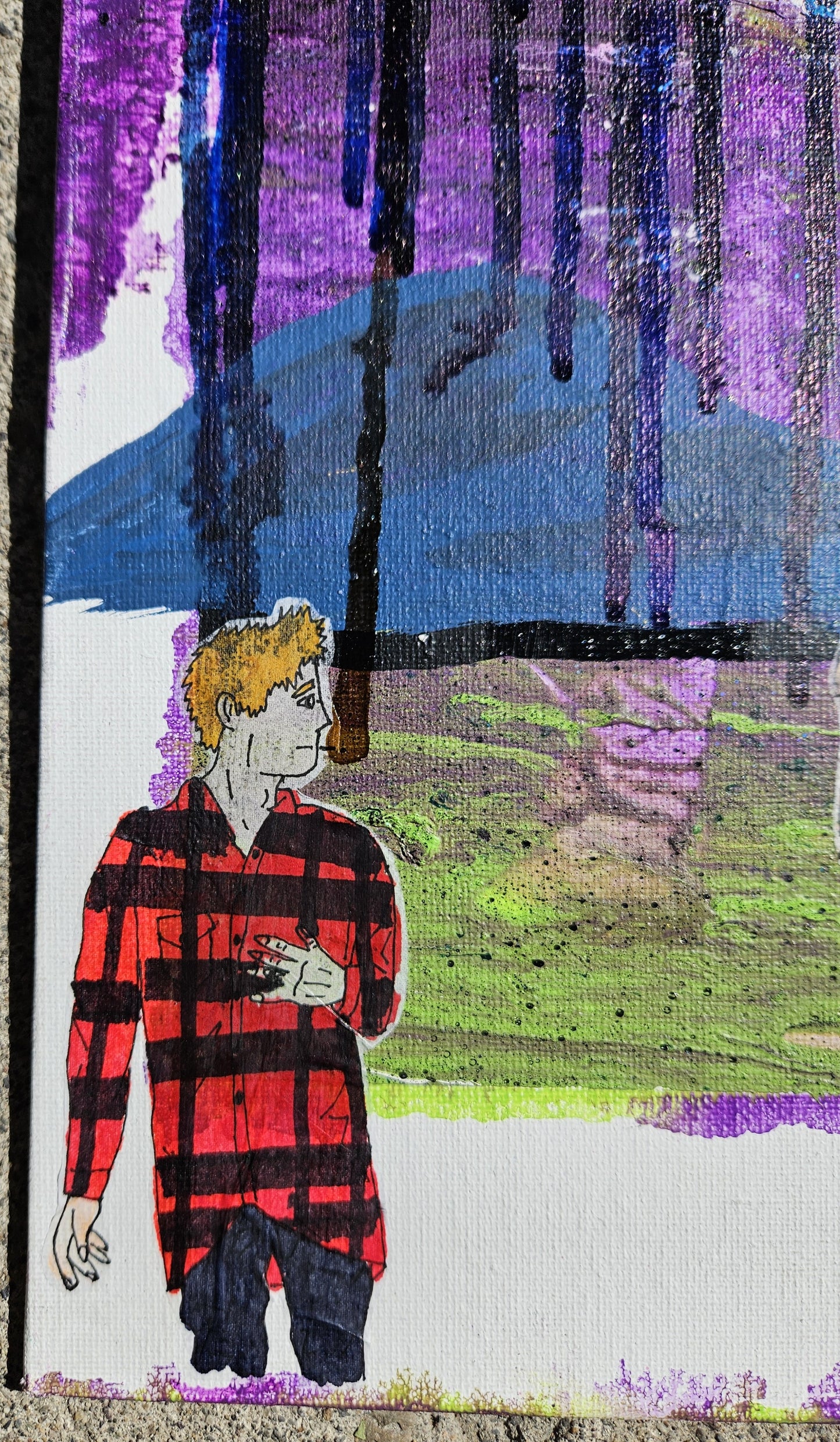 Collaboration with Johnny Simon: "where does it all lead? what will become of us?" Framed Original Mixed Media on Canvas Panel