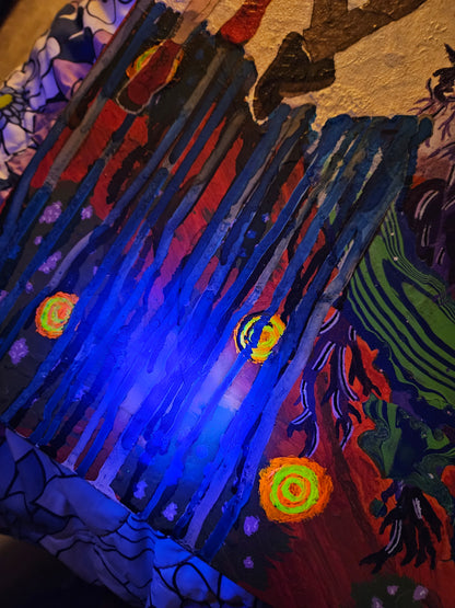 Collaboration with Johnny Simon: "sometimes when a coyote and a cowboy love each other very much, they make a painting" Original Mixed Media on Board