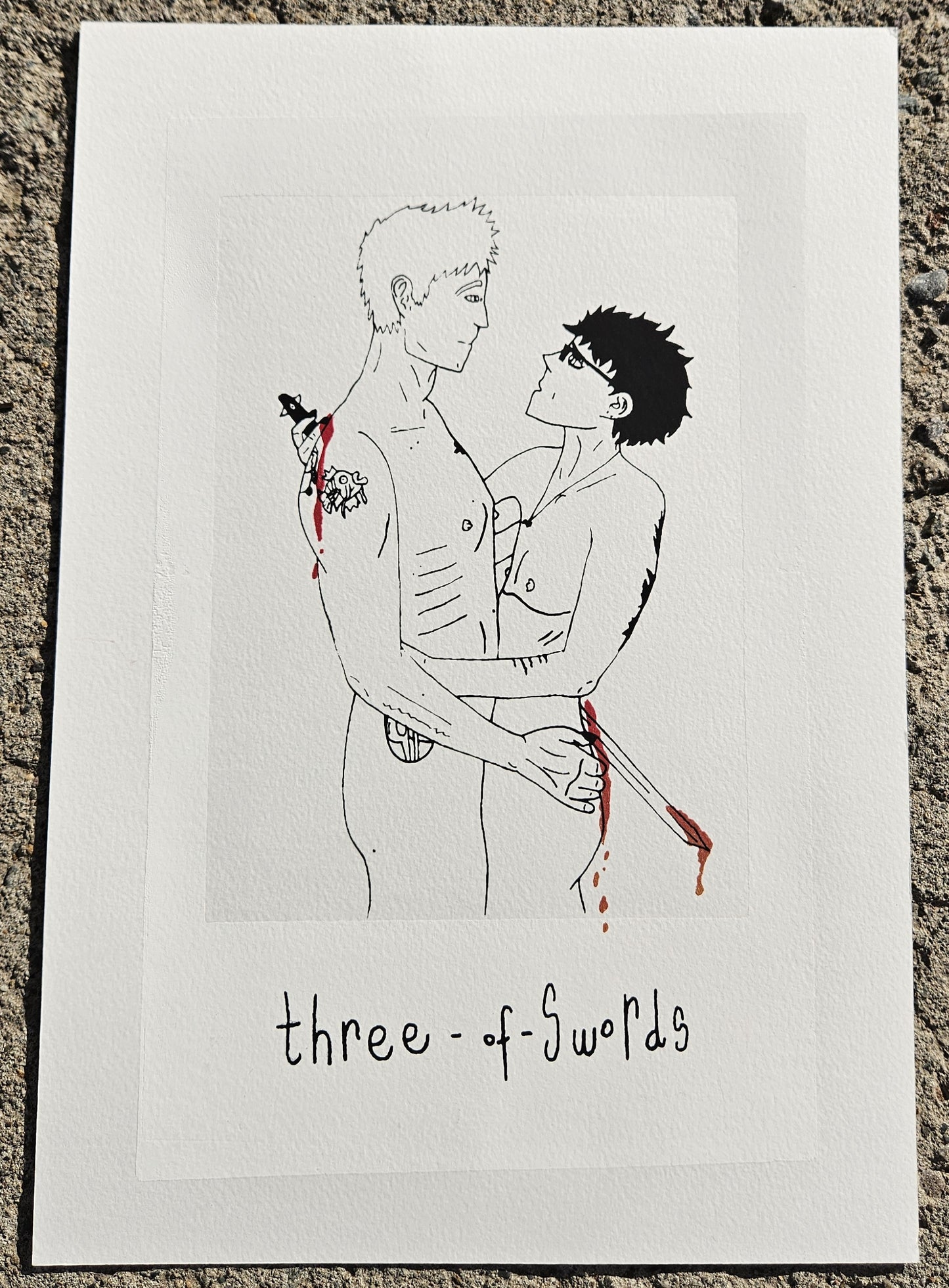 Three of Swords Hand Pulled Print
