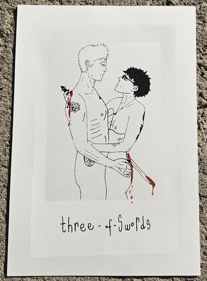 Three of Swords Hand Pulled Print