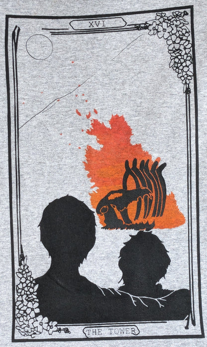 High Desert Tarot: The Tower Rainbow Rolled T-Shirt
