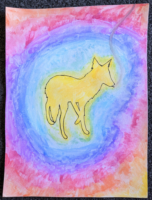 Aura of an Ugly Coyote Original Watercolor Painting