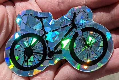 Bikepacking Die Cut Prism Holographic Vinyl Sticker