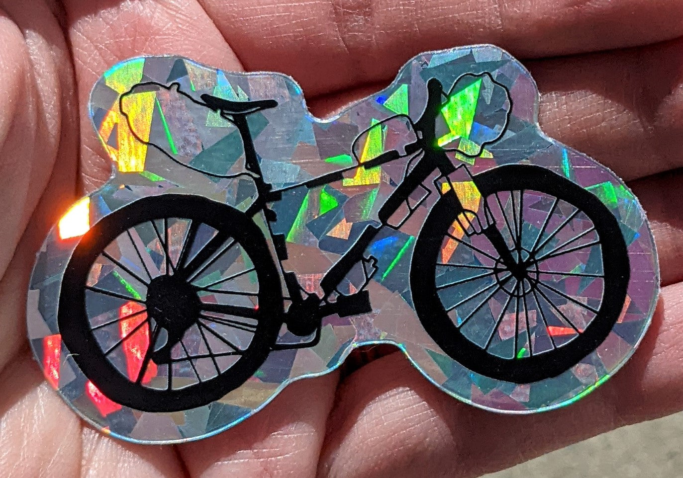 Bikepacking Die Cut Prism Holographic Vinyl Sticker