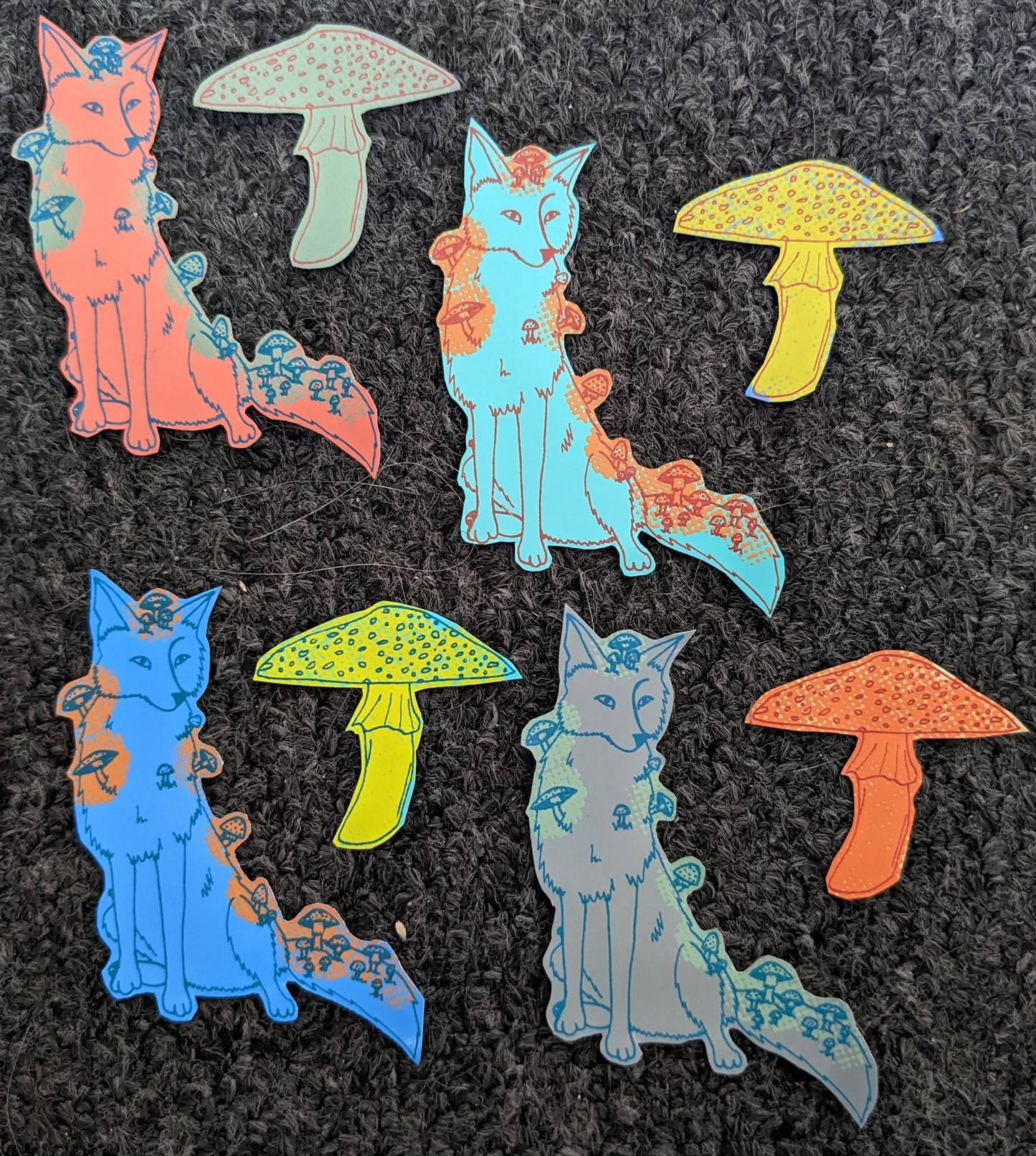 Fly Agaric Coyote Vinyl Sticker Set