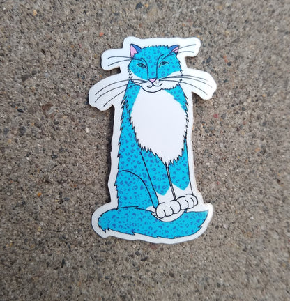 Blue Snow Leopard Vinyl Sticker