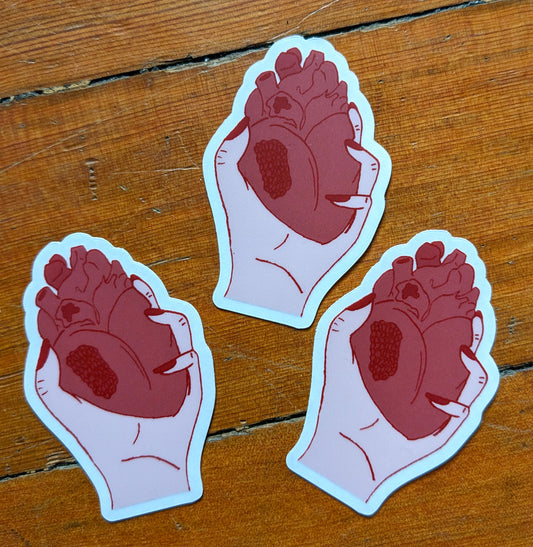 Pomegranate Heart Clear Vinyl Sticker
