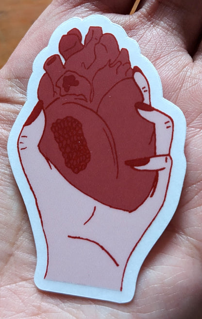 Pomegranate Heart Die Cut Clear Vinyl Sticker
