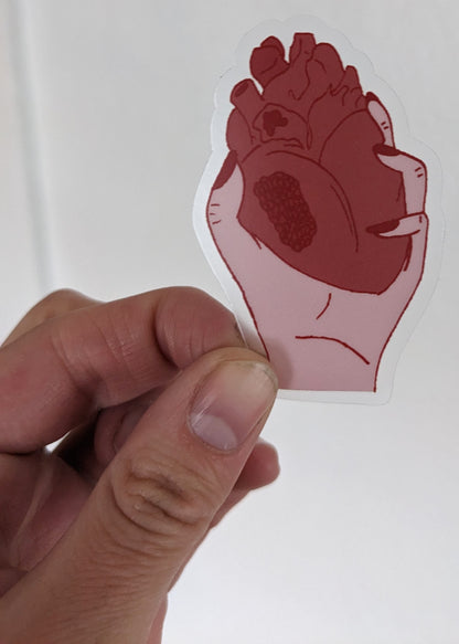 Pomegranate Heart Clear Vinyl Sticker