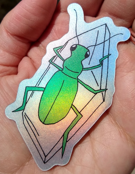 Tiger Beetle on Quartz Vaporwave Vinyl Sticker